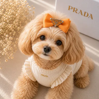 Оранжевая заколка-бант Prada для собак
