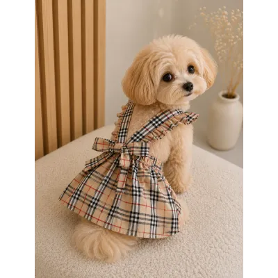 Платье для собак в клетку с бантом Burberry