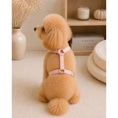 Шлейка для собак Teddy Premium рожева | Плюшева м’яка шлейка для собак | Регульована шлейка