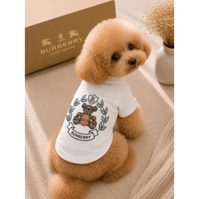 Футболка для собак Burberry белая с мишкой и клеткой