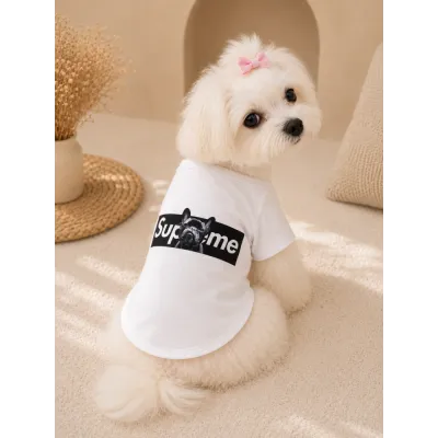 Футболка для собак Supreme белая с принтом французского бульдога