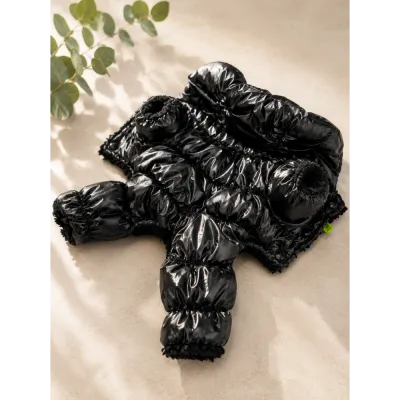 Зимній комбінезон для собак чорний з хутряною підкладкою