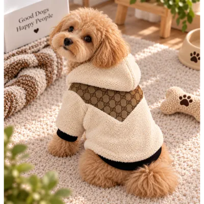 Шуба Teddy для собак Gucci The North Face с капюшоном