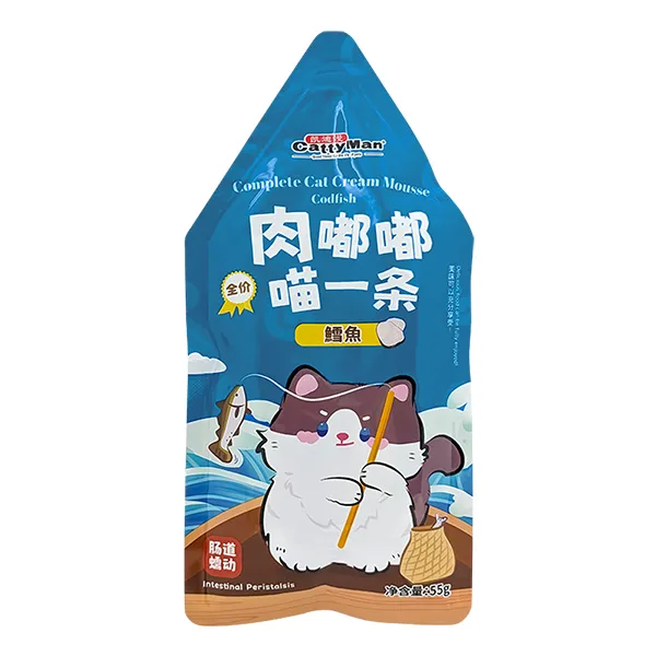 Cattyman Cream Mousse Codfish КЕТТІМЕН ТРІСКА мус повнораціонний беззерновий вологий корм для котів і кошенят, пауч 55г — фото 1
