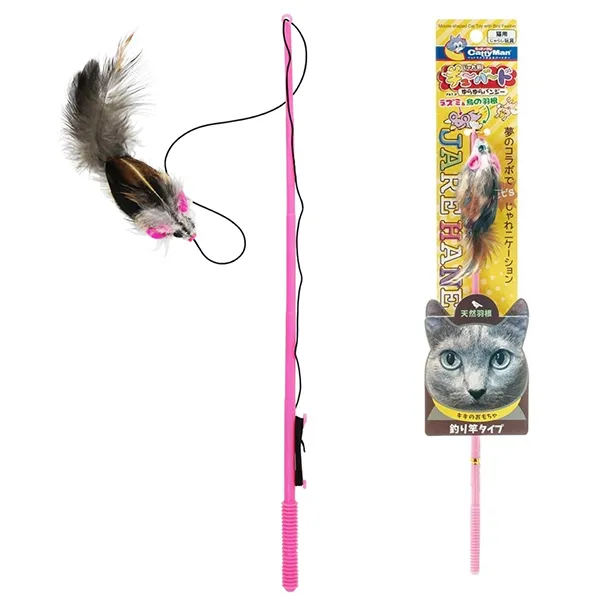 CattyMan Feather Mouse КЕТТІМЕН МИША вудка дражнилка з пір’ям іграшка для котів — фото 1
