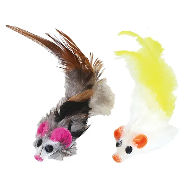 CattyMan Feather Mouse КЕТТІМЕН МИША іграшка з пір’ям для котів — фото 1