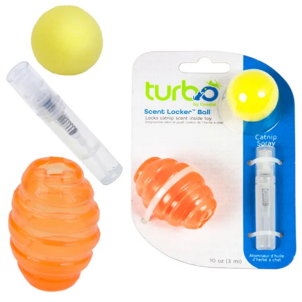 Игрушка для кошек Coastal Turbo Scent Locker Football с кошачьей мятой, комплект — фото 1