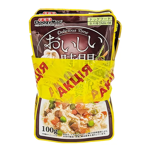 Вологий корм для собак DoggyMan Low Fat Chicken & Liver 4х100г — фото 1