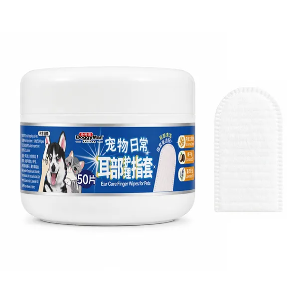 DoggyMan Ear Care Finger Wipes влажные салфетки для ушей на палец для собак и кошек, 50 шт. — фото 1