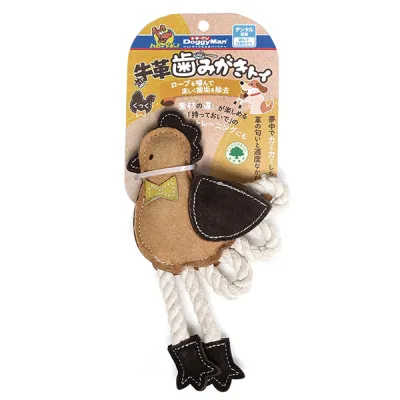 Жевательная игрушка для собак, кожаный цыпленок с канатом, DoggyMan Leather Chicken With Rope