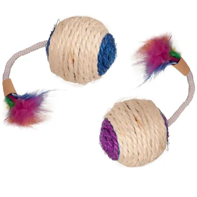 Игрушка для котов Flamingo Bouly Sisal Ball Feather