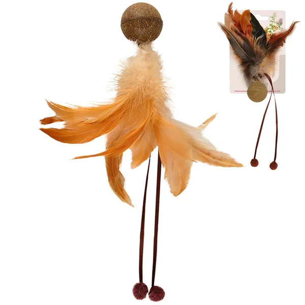 Flamingo Catnip Ball & Feather игрушка с кошачьей мятой для кошек — фото 1