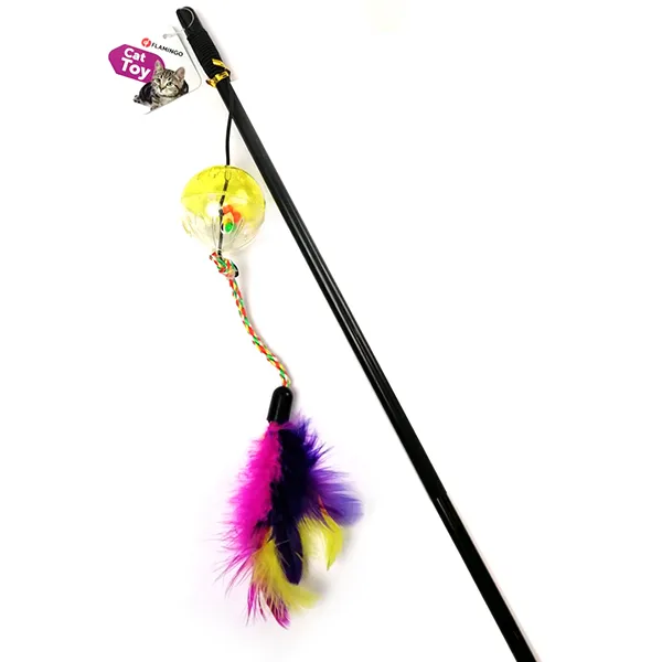 Удочка-дразнилка с мячом и перьями Flamingo Dangler Frizz Ball&Feathers — фото 1