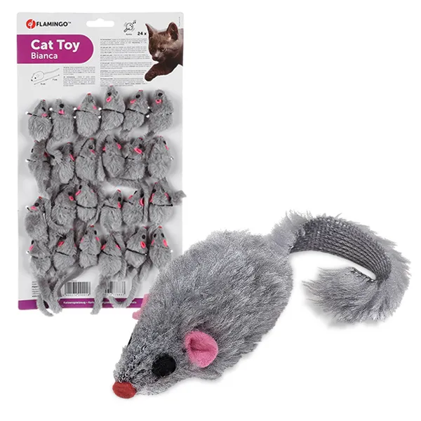 Flamingo Furry Mouse Grey игрушка с погремушкой и кошачьей мятой для кошек — фото 1