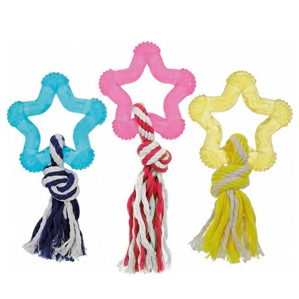 Flamingo Good4Fun Star With Rope ФЛАМІНГО ГУД ФО ФАН ЗІРКА З МОТУЗКОЮ іграшка для собак, TPR-гума — фото 1