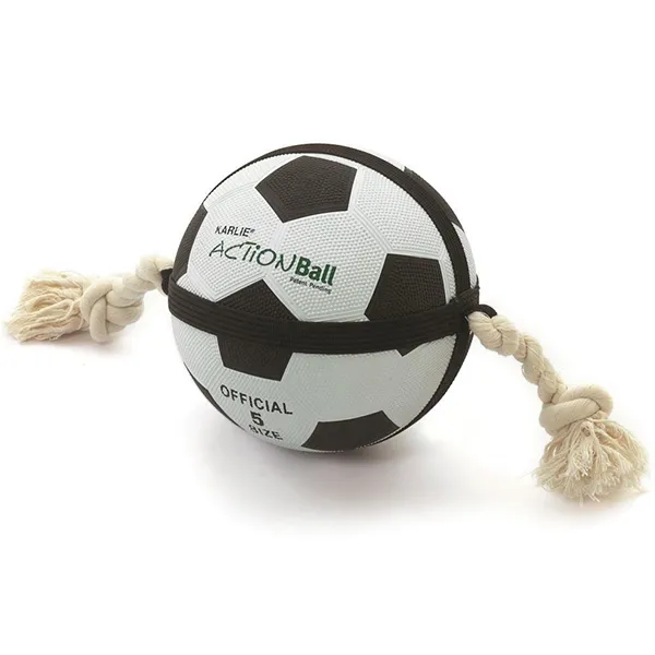 Резиновая игрушка для собак Flamingo Matchball Football с веревкой — фото 1