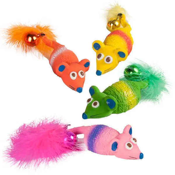Латексная игрушка для кошек Flamingo Mickey с пищалкой и колокольчиком — фото 1