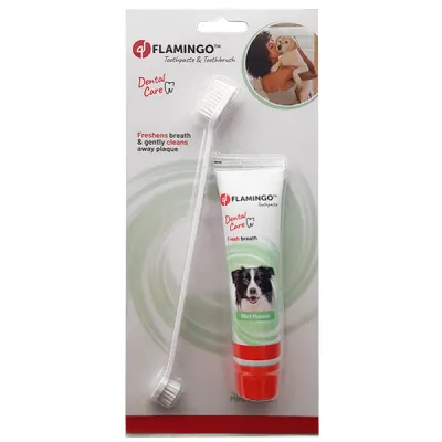 Набор зубная паста и щетка для собак Flamingo Petcare Toothpaste + Toothbrush