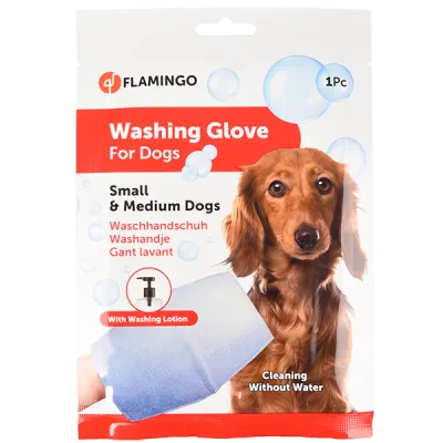 Рукавица-салфетка для мытья без воды собак Flamingo Washing Glove Dog