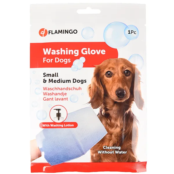 Рукавиця-серветка для миття без води собак Flamingo Washing Glove Dog ФЛАМІНГО — фото 1