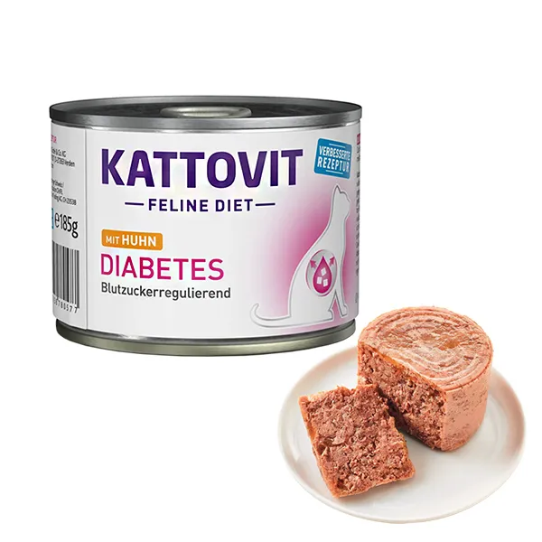 Влажный диетический корм для кошек Kattovit Veterinary Diabetes, банка 185г — фото 1