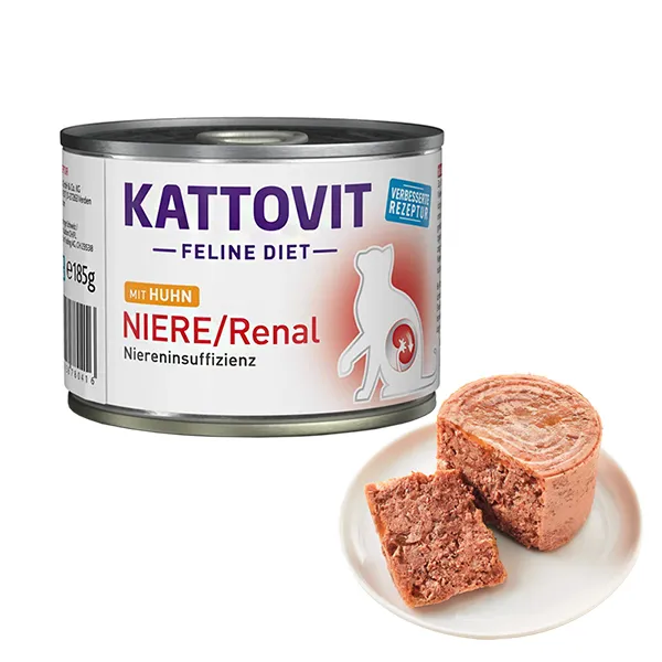 Kattovit Veterinary Niere Renal Chicken влажный диетический корм для кошек, банка 185 г — фото 1