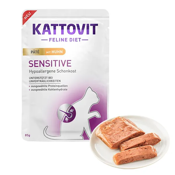 Kattovit Veterinary Sensitive Chicken Pate паштет для кошек, пауч 85 г — фото 1