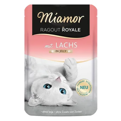 Miamor Ragout Royale mit Lachs МІАМОР РАГУ ЛОСОСЬ шматочки в желе беззерновий повнораціонний вологий корм для котів, пауч 100г