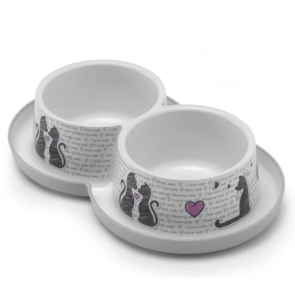 Moderna Double Trendy Dinner Cats in Love МОДЕРНА ЗАКОХАНІ КОТИ подвійна миска для котів, 2х350мл — фото 1
