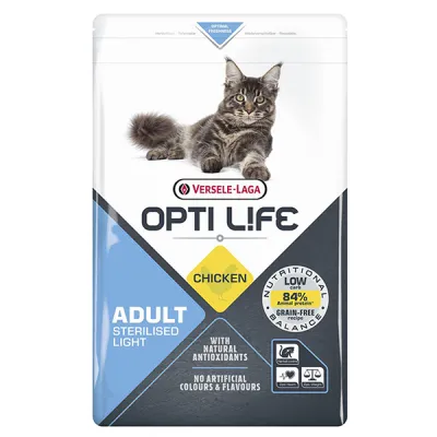 Сухой беззерновой корм для стерилизованных кошек Opti Life Sterilised Light