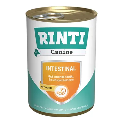 Rinti Canine Veterinary Intestinal mit Huhn РІНТІ ВЕТЕРІНАРІ ІНТЕСТІНАЛ КУРКА дієтичний вологий корм для собак із захворюваннями ШКТ та підшлункової залози, банка