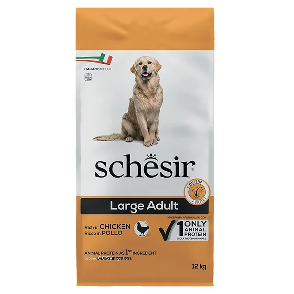 Schesir Dog Large Adult Chicken ШЕЗІР ДОРОСЛИЙ ВЕЛИКИХ КУРКА сухий монопротеїновий корм для собак великих порід — фото 1