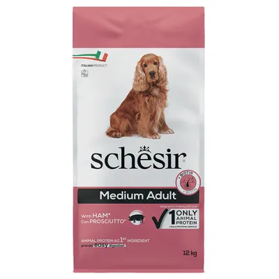 Сухой корм для собак средних пород, ветчина, Schesir Dog Medium Adult Ham