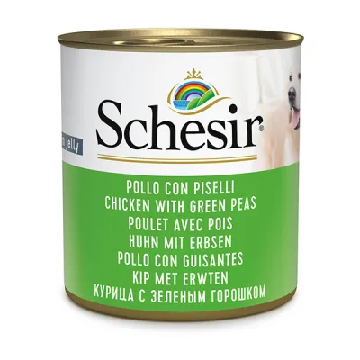 Консервы для собак в желе, банка 285 г, Schesir Chicken With Green Peas