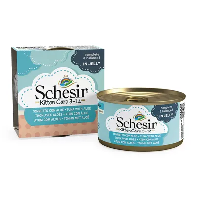 Консервы для котят Schesir Kitten Care Tuna with Aloe, паштет в желе, банка 85г