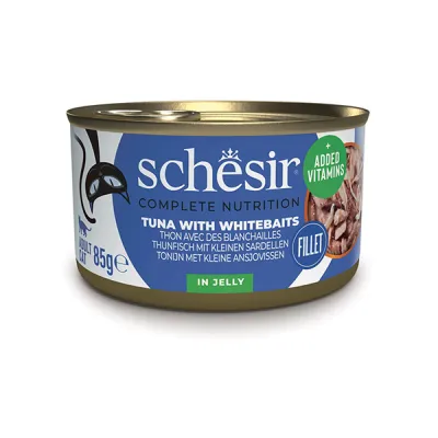 Влажный корм для кошек тунец с анчоусами, желе, Schesir Tuna with Whitebaits