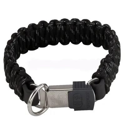 Ошейник для собак Sprenger Paracord, черный, светоотражающий