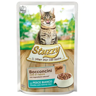 Влажный корм для кошек, белая рыба в желе, пауч 85 г, Stuzzy Cat White Fish