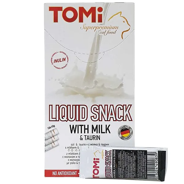 TOMi Liquid Snack Milk & Taurin ТОМІ МОЛОКО З ТАУРИНОМ рідкі ласощі для котів — фото 1