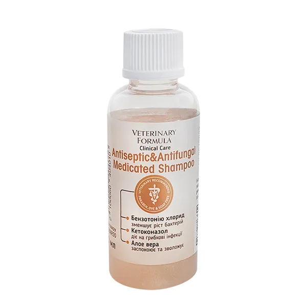 Veterinary Formula Clinical Care Antiseptic&Antifungal Medicated Shampoo ВЕТЕРИНАРНА ФОРМУЛА АНТИСЕПТИЧНИЙ і ПРОТИГРИБКОВИЙ дерматокосметичний шампунь із хлоридом бензетонію та кетоконазолом для собак і котів — фото 1
