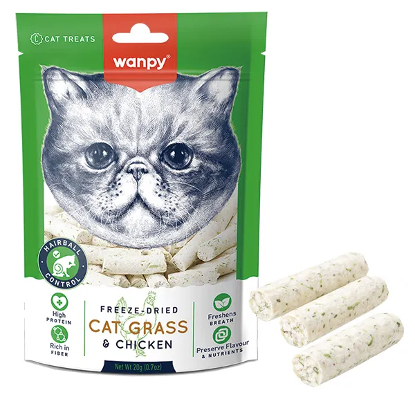 Wanpy Cat Grass & Chicken ВАНПИ КОШАЧЬЯ ТРАВА С КУРИЦЕЙ сублимированные лакомства для кошек — фото 1