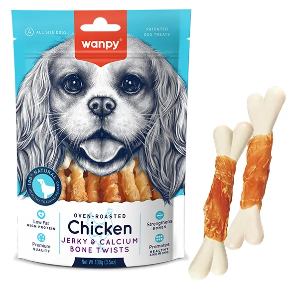 Wanpy Chicken Jerky & Calcium Bone Twists ВАНПИ КОСТЬ С ВЯЛЕНОЙ КУРИЦЕЙ И КАЛЬЦИЕМ лакомство для собак — фото 1