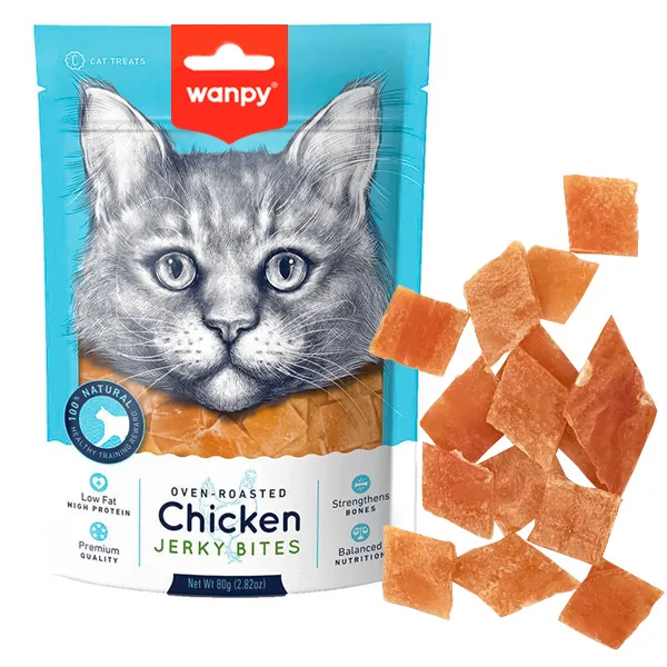 Wanpy Chicken Jerky Bites ВАНПІ ШМАТОЧКИ КУРЯЧІ В’ЯЛЕНІ ласощі для котів — фото 1