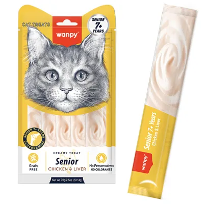 Рідкі ласощі для котів Wanpy Senior Chicken&Liver 14гх5од.
