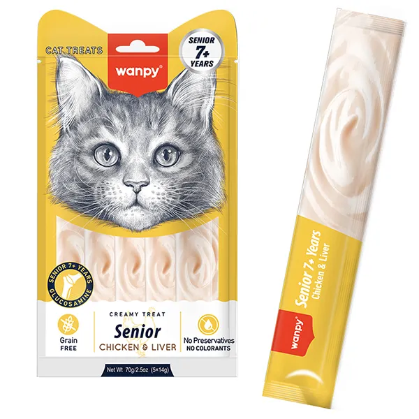 Рідкі ласощі для котів Wanpy Senior Chicken&Liver 14гх5од. — фото 1