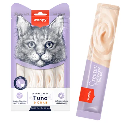 Ласощі для котов жидкие Тунец и краб Wanpy Creamy Lickable Treats