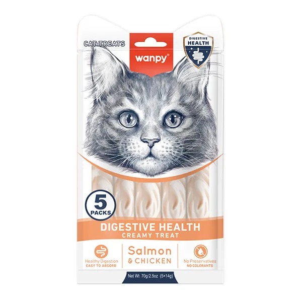 Wanpy Functional Creamy Lickable Treat Digestive Health ВАНПІ ЗДОРОВЕ ТРАВЛЕННЯ функціональні рідкі ласощі для котів із чутливим травленням — фото 1