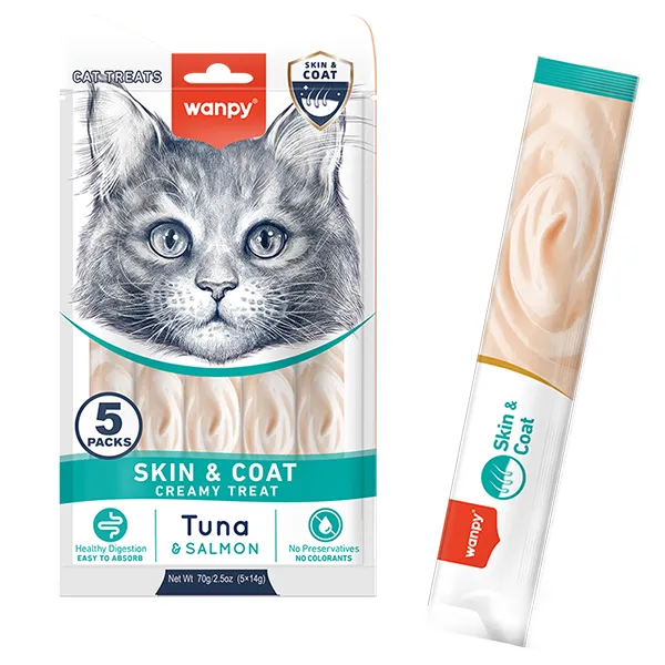 Wanpy Functional Creamy Lickable Treat Skin&Coat функциональные жидкие лакомства для кошек Wanpy Skin&Coat — фото 1