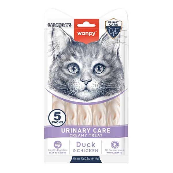 Wanpy Functional Creamy Lickable Treat Urinary Care ВАНПІ УРІНАРІ функціональні рідкі ласощі для котів із сечокам’яною хворобою — фото 1