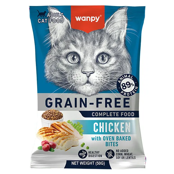 Wanpy сухой беззерновой корм для котов, курица, Adult Cat Grain Free Chicken, 50г — фото 1